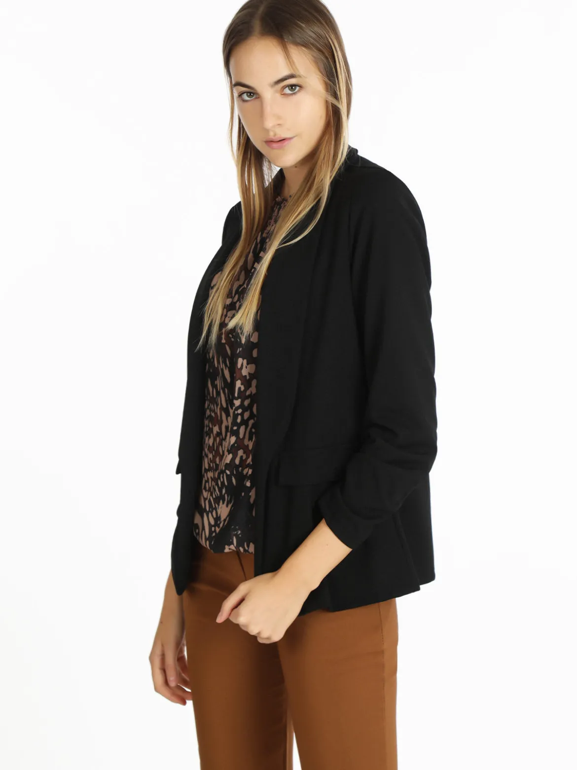 Aefan Blazer donna tinta unita senza chiusura