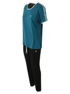 Aki Completo sportivo da donna con t-shirt e pantaloni lunghi - ottanio
