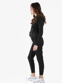 Aki Completo tuta da donna full zip con cappuccio e interno felpato - nero