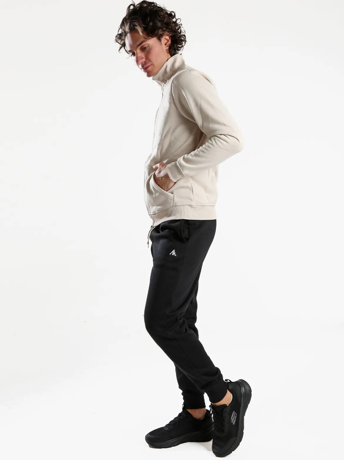 Aki Completo tuta da uomo felpato con zip intera - naturale