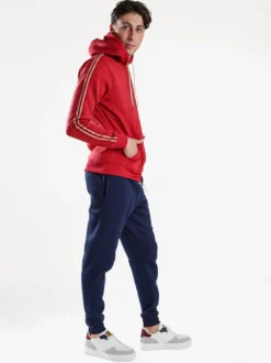 Aki Completo tuta da uomo full zip con cappuccio e interno felpato - rosso
