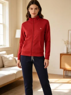 Aki Completo tuta donna 2 pezzi con zip intera e interno felpato - rosso