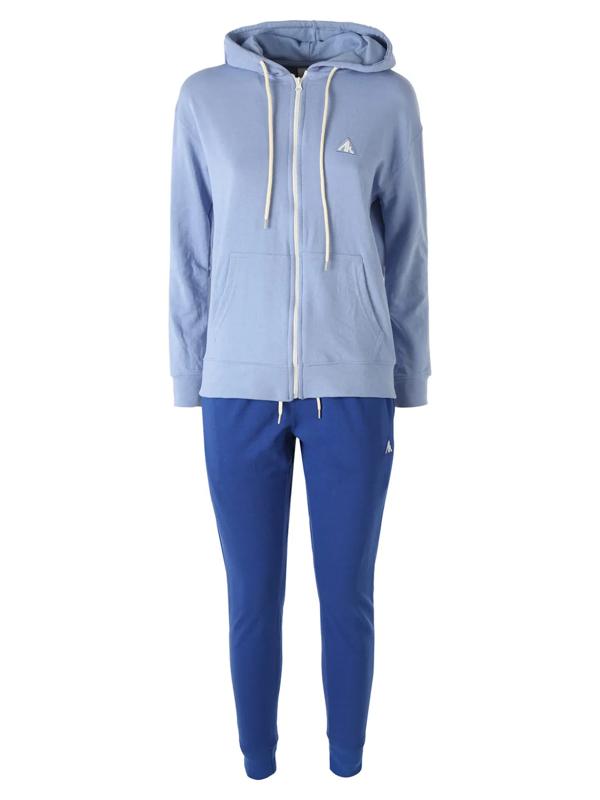 Aki Completo tuta 2 pezzi da donna con cappuccio e zip - azzurro