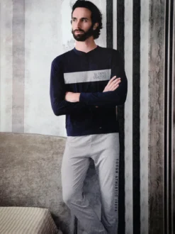 Aki Pigiama lungo da uomo in cotone