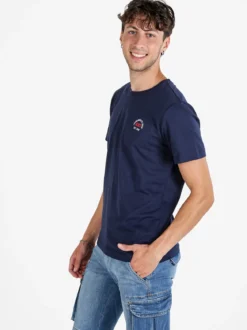 Aky T-shirt uomo girocollo in cotone - blu scuro