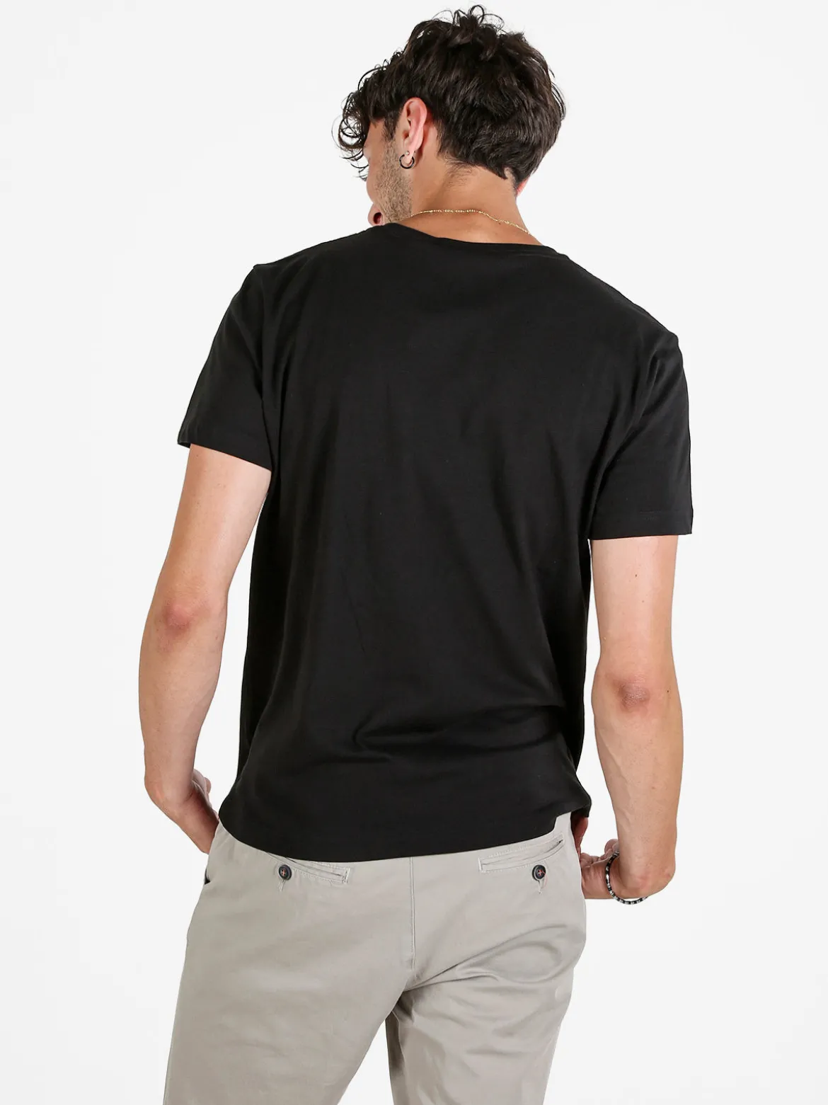 Aky T-shirt uomo girocollo in cotone - nero