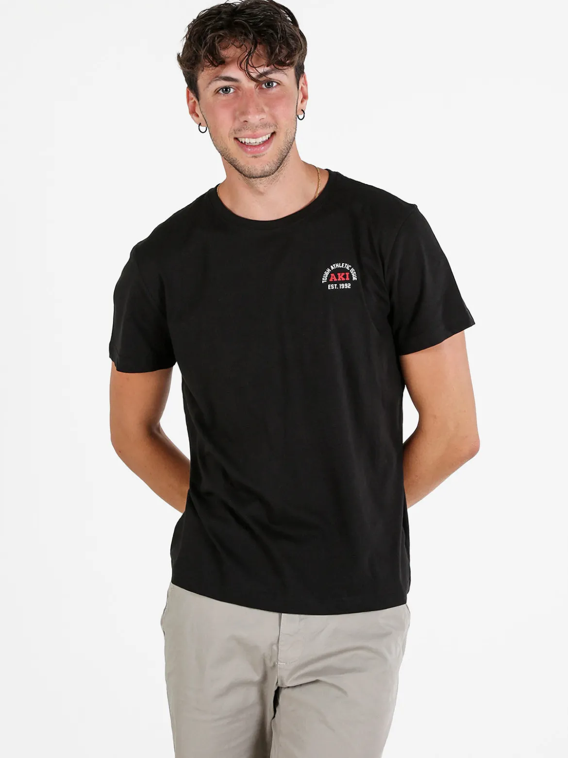Aky T-shirt uomo in cotone tinta unita - nero