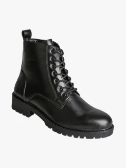 All-Pop Anfibi donna stringati in pelle con zip - nero