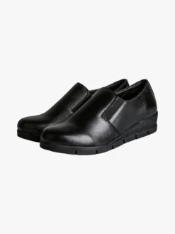 All-Pop Scarpe in pelle da donna slip-on con zeppa - nero