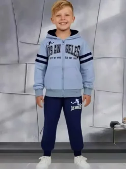 Alta Linea Completo tuta 3 pezzi da bambino con cappuccio e zip - blu