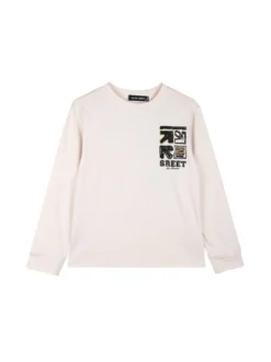 Alta Linea T-shirt maniche lunghe da bambino con stampa sul retro - beige