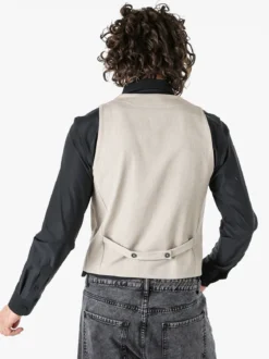 Andy Don B Gilet da uomo con chiusura a doppiopetto - beige
