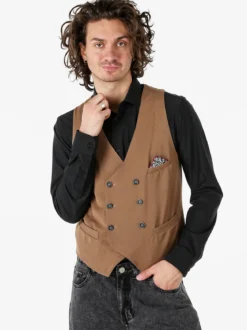 Andy Don B Gilet da uomo con chiusura a doppiopetto - marrone