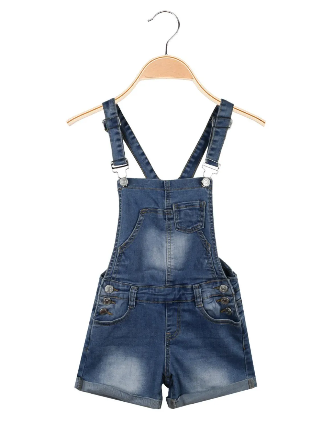 Angel Kids Salopette corta in jeans da bambina