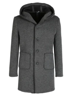 Ange Wear Cappotto misto lana da uomo con cappuccio