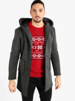 Ange Wear Cappotto misto lana da uomo con cappuccio