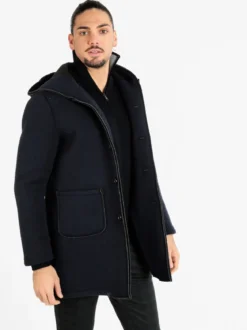 Ange Wear Cappotto misto lana da uomo con cappuccio