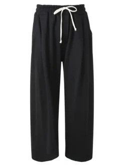 Ange Wear Pantaloni da uomo oversize a gamba larga con coulisse - nero