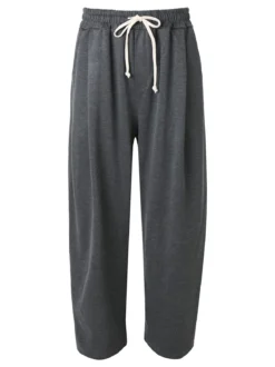 Ange Wear Pantaloni da uomo oversize a gamba larga con coulisse - grigio