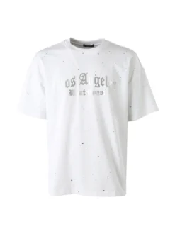 Ange Wear T-shirt da uomo in cotone con stampe metallizzate - bianco