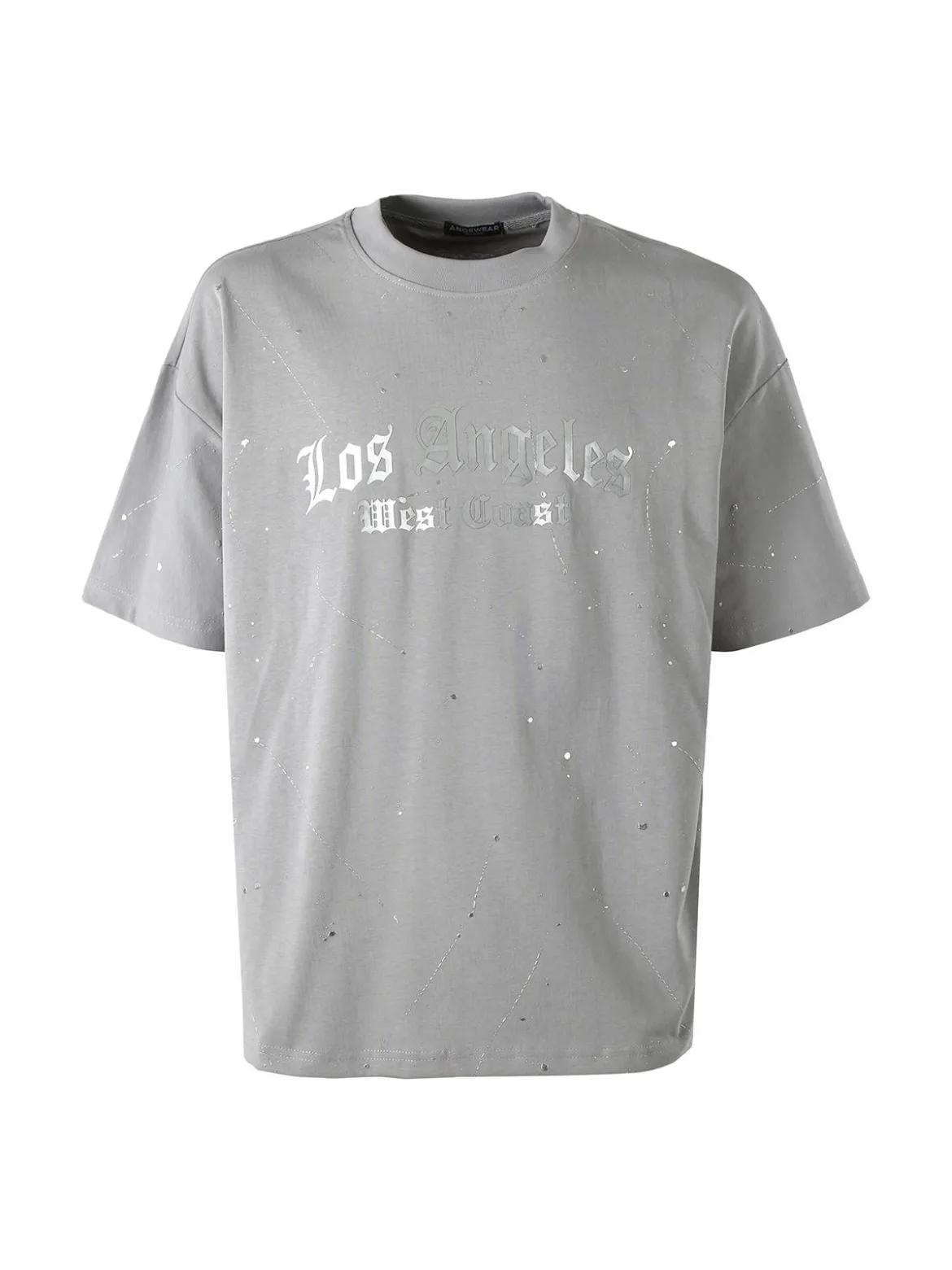 Ange Wear T-shirt da uomo in cotone con stampe metallizzate - grigio