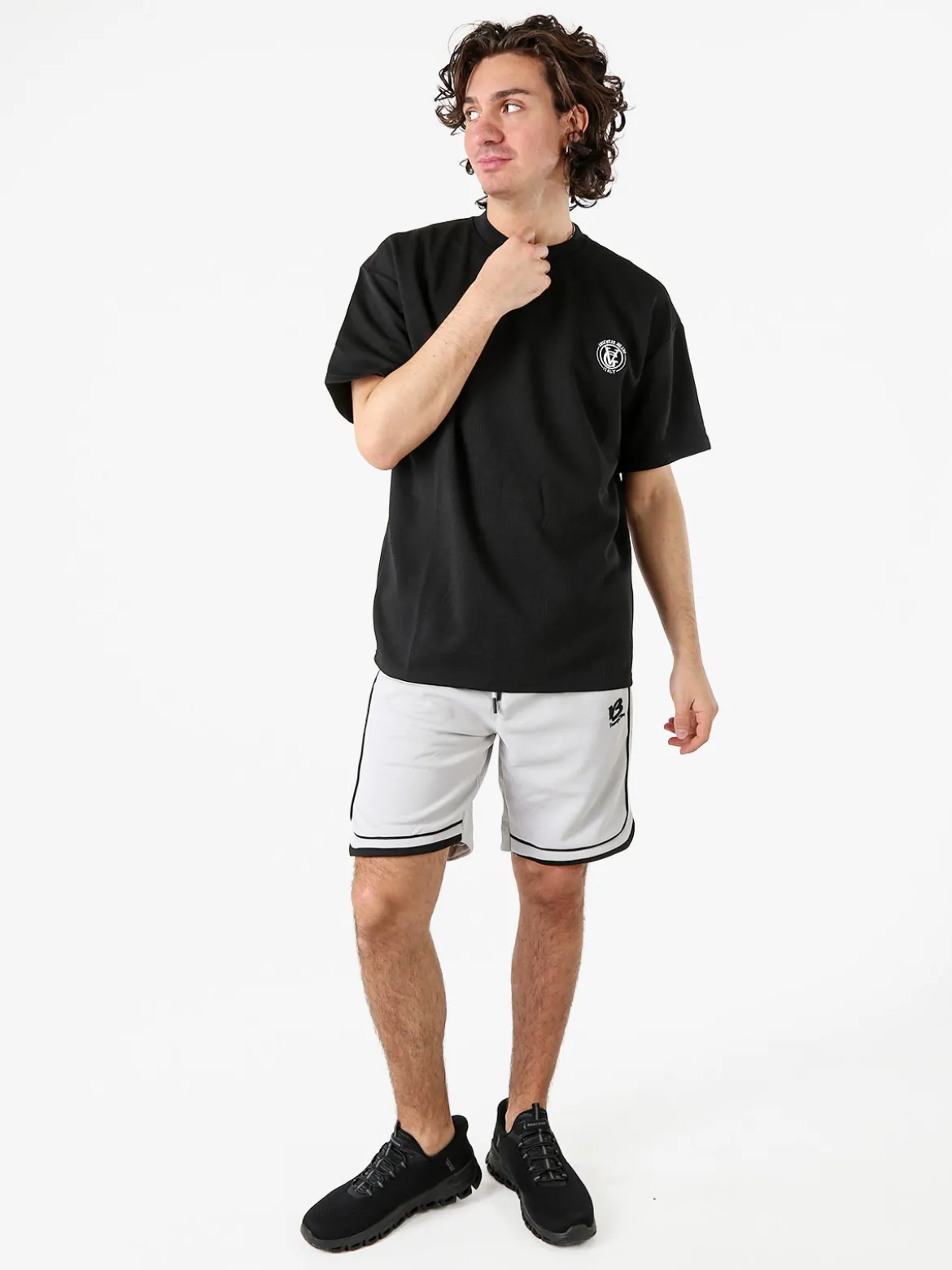 Ange Wear T-shirt girocollo da uomo a nido d'ape - nero