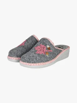 A Piedi Liberi Pantofole donna in feltro con zeppa - grigio