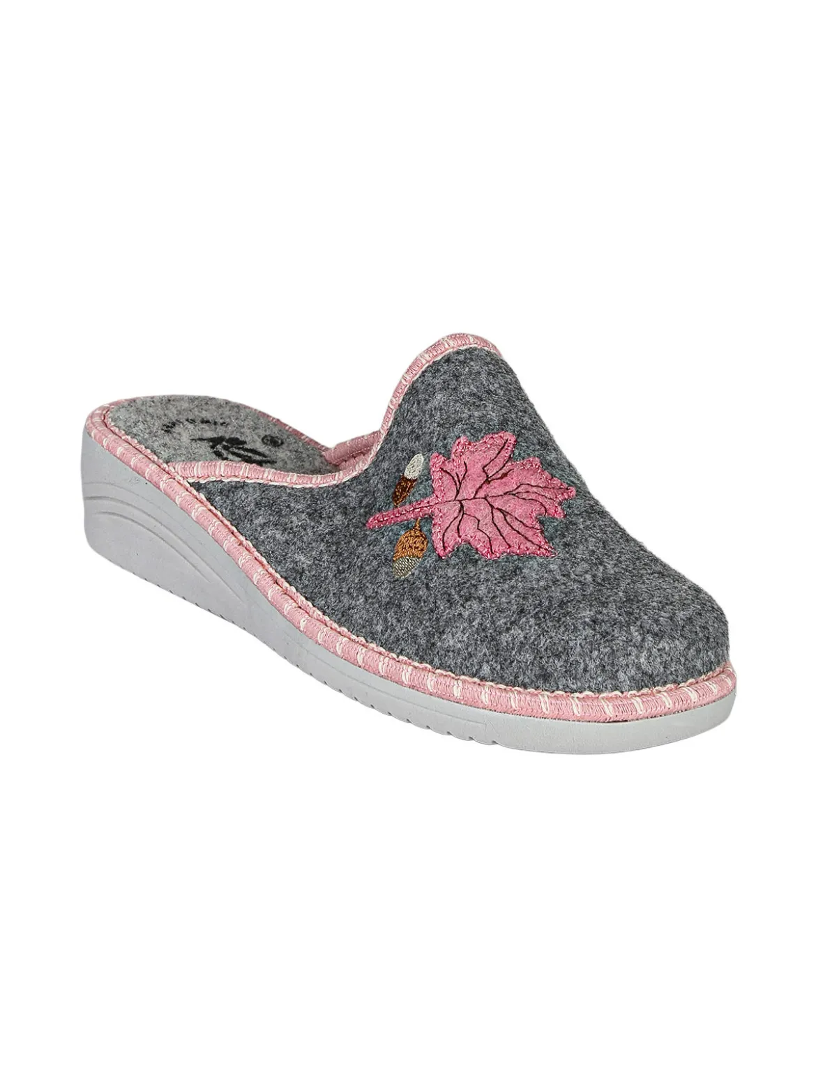 A Piedi Liberi Pantofole donna in feltro con zeppa - grigio
