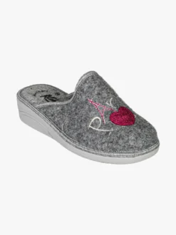 A Piedi Liberi Pantofole donna in feltro con zeppa - grigio