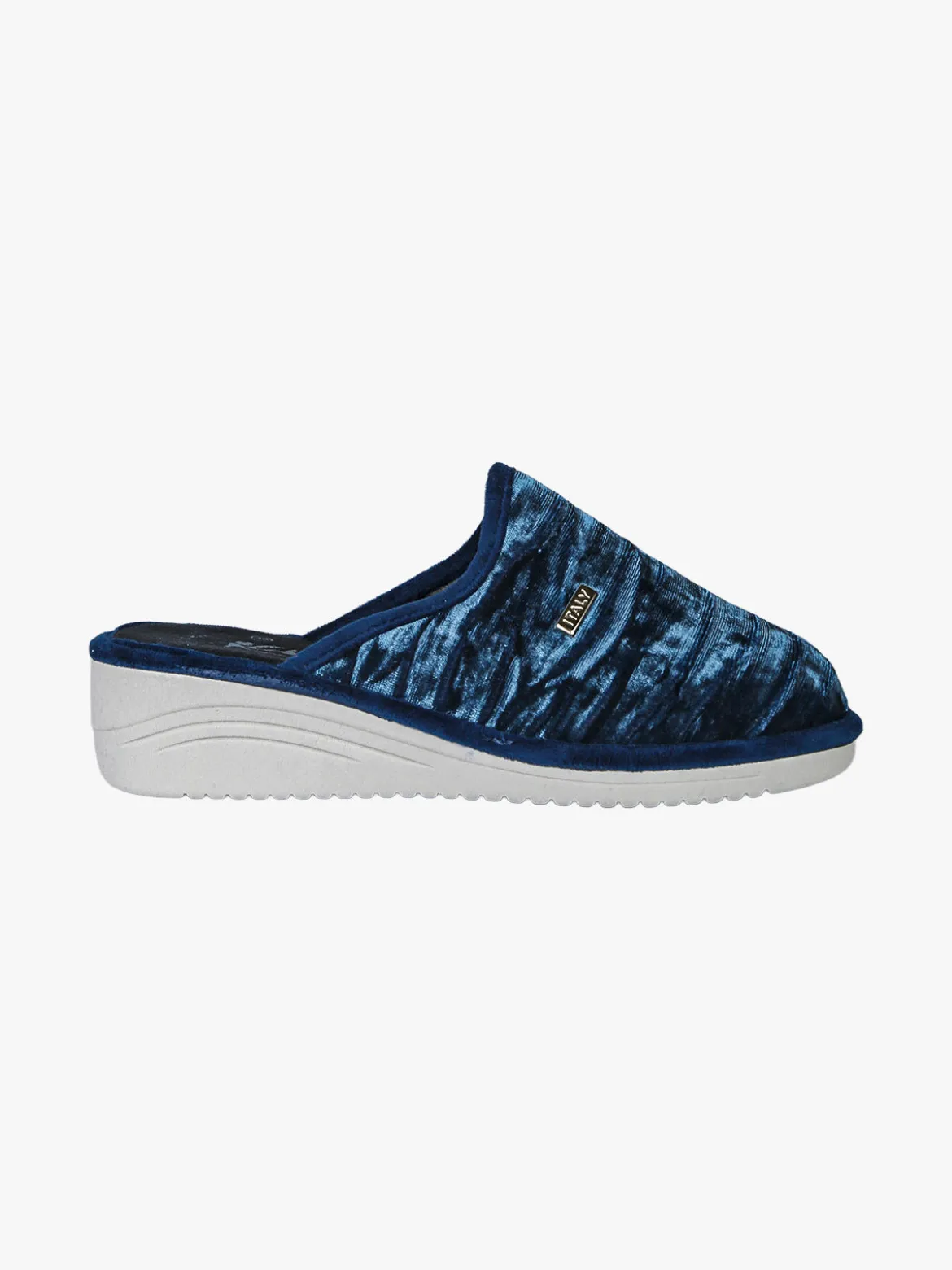 A Piedi Liberi Pantofole donna in velluto con zeppa - blu