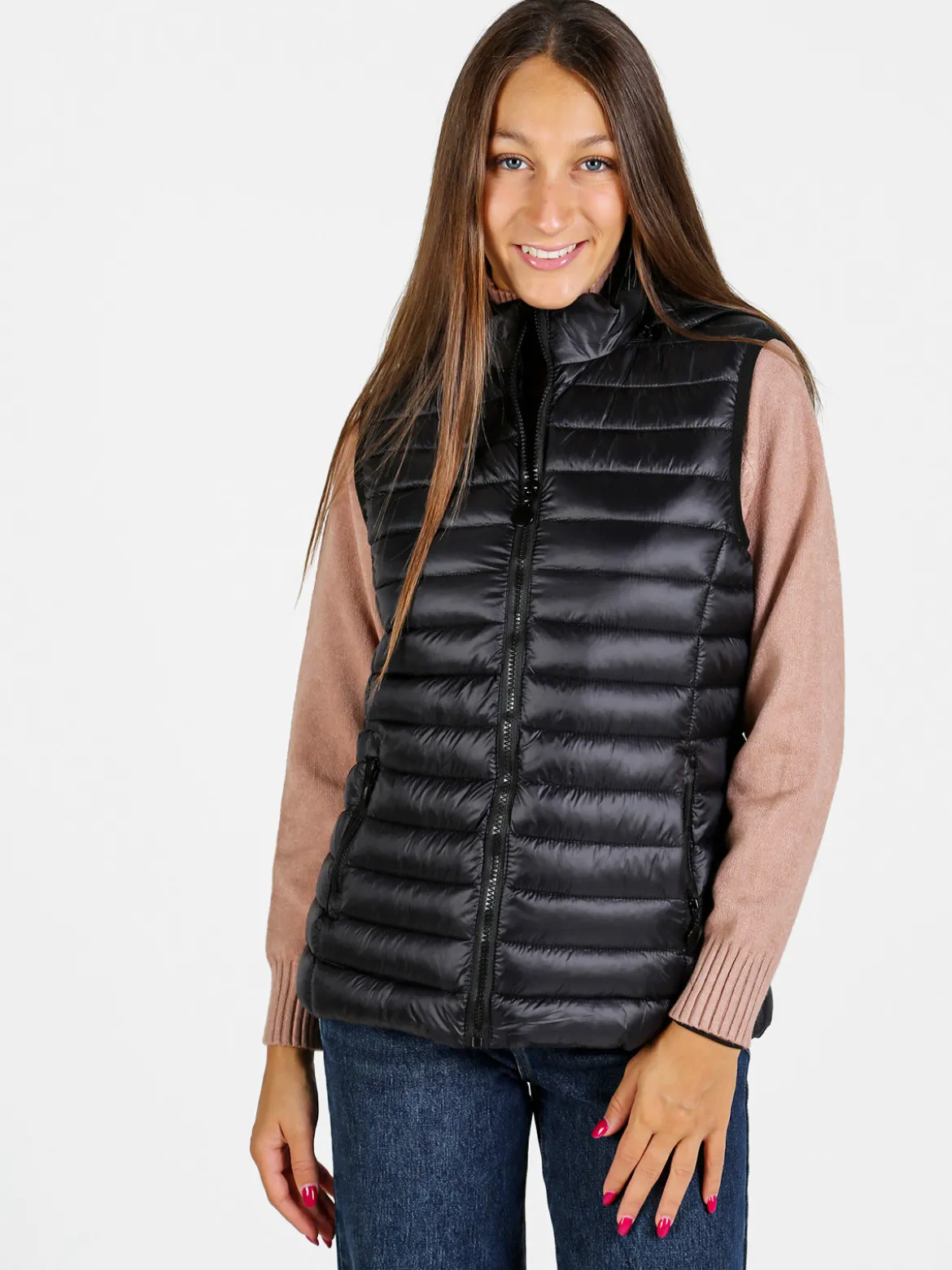 Arix & Fashion Gilet donna imbottito con cappuccio - nero