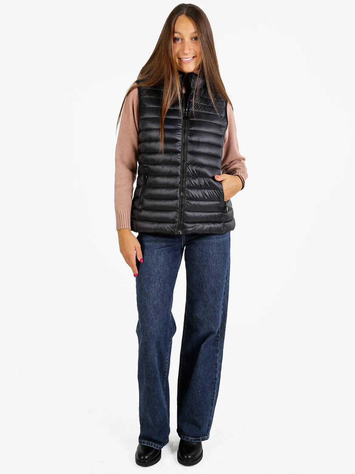 Arix & Fashion Gilet donna imbottito con cappuccio - nero