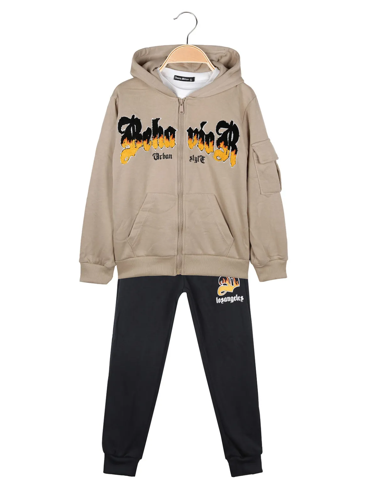 Armata Militare Completo 3 pezzi da bambino con cappuccio e zip - taupe