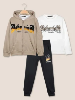 Armata Militare Completo 3 pezzi da bambino con cappuccio e zip - taupe