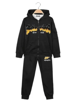 Armata Militare Completo 3 pezzi da bambino con cappuccio e zip - nero