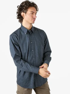 Ascot Sport Camicia da uomo con stampe in cotone elasticizzato - blu scuro