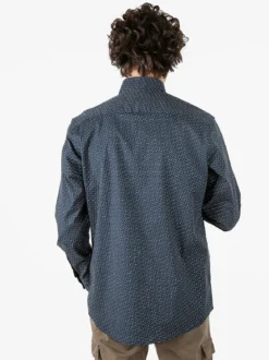 Ascot Sport Camicia da uomo con stampe in cotone elasticizzato - blu scuro
