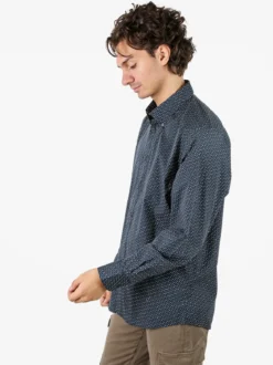 Ascot Sport Camicia da uomo con stampe in cotone elasticizzato - blu scuro