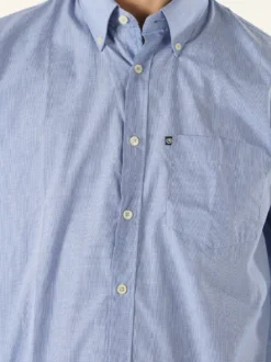 Ascot Sport Camicia da uomo in cotone a maniche lunghe con stampa texture - blu