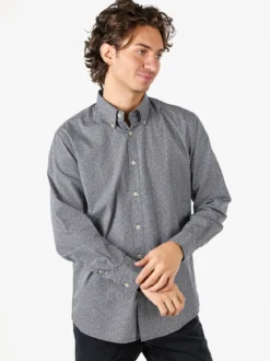 Ascot Sport Camicia da uomo in cotone a maniche lunghe con stampe - cielo