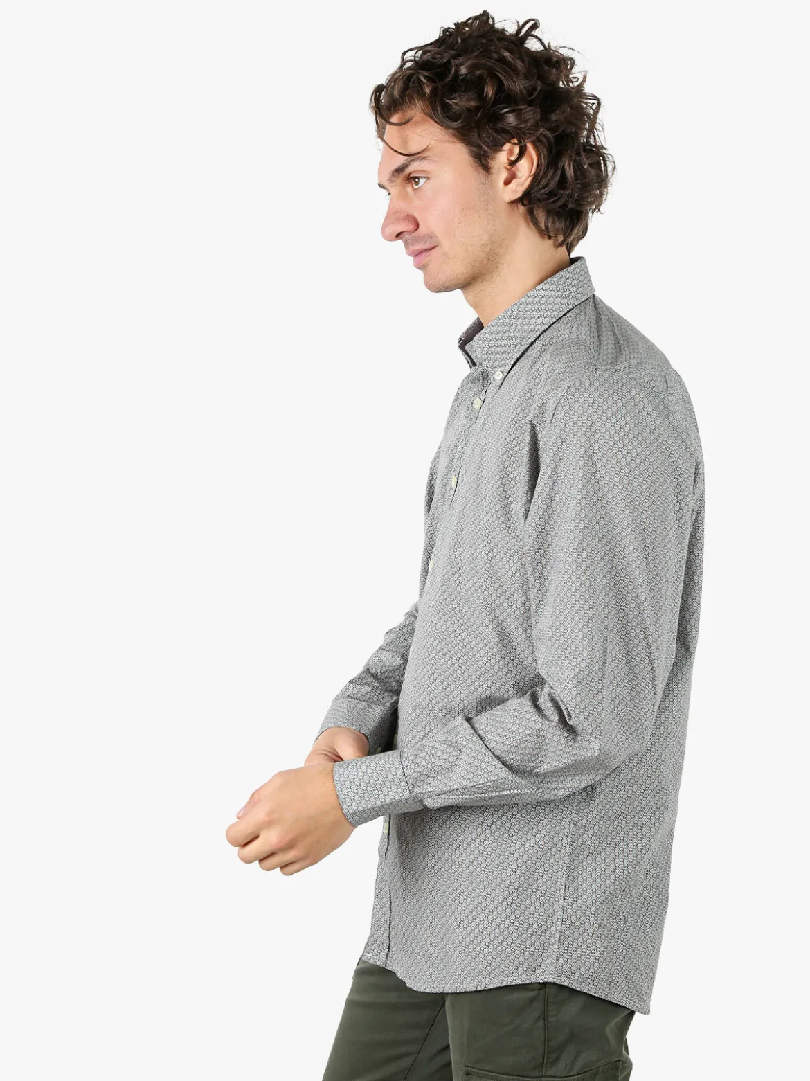 Ascot Sport Camicia da uomo in cotone a maniche lunghe con stampe - grigio