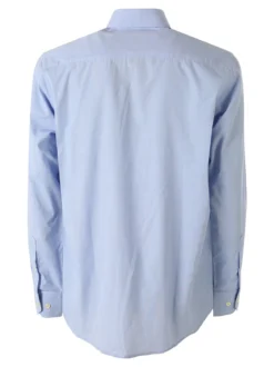 Ascot Sport Camicia da uomo in cotone a maniche lunghe con taschino - azzurro