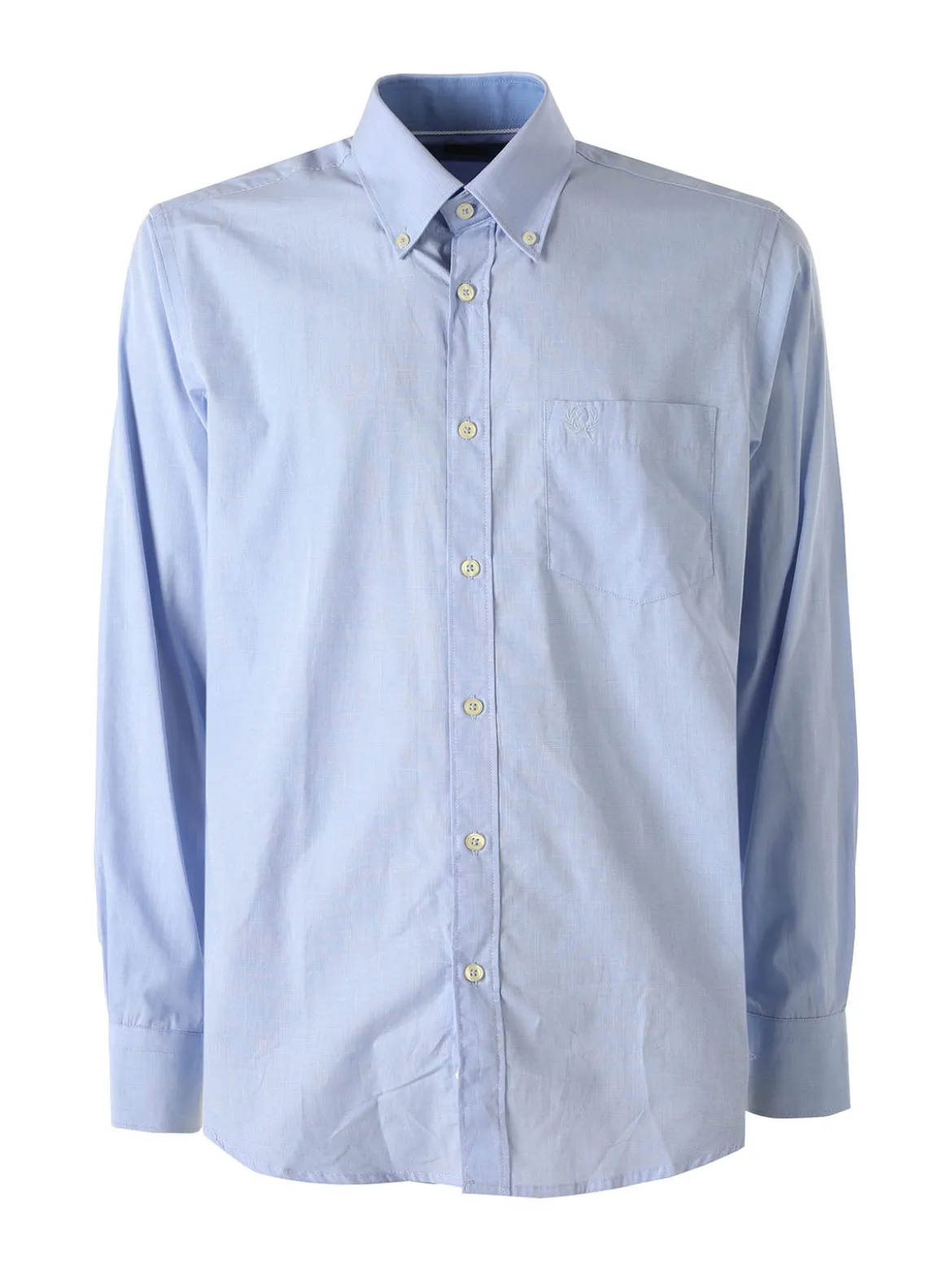 Ascot Sport Camicia da uomo in cotone a maniche lunghe con taschino - azzurro