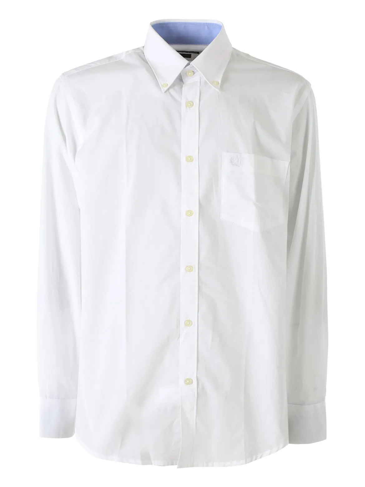 Ascot Sport Camicia da uomo in cotone a maniche lunghe con taschino - bianco