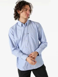 Ascot Sport Camicia da uomo rigata in cotone a maniche lunghe - azzurro