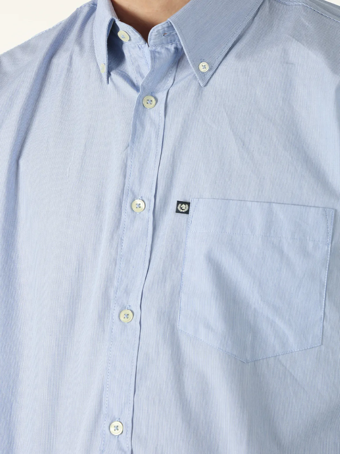 Ascot Sport Camicia da uomo rigata in cotone a maniche lunghe - azzurro