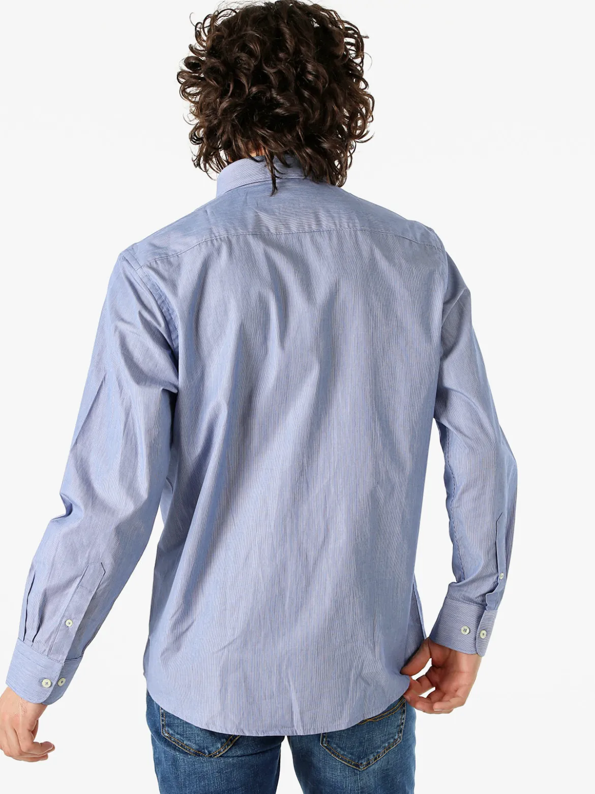 Ascot Sport Camicia da uomo rigata in cotone a maniche lunghe - blu