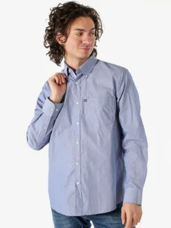 Ascot Sport Camicia da uomo rigata in cotone a maniche lunghe - blu
