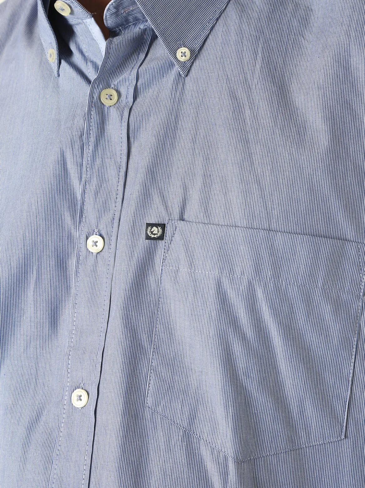Ascot Sport Camicia da uomo rigata in cotone a maniche lunghe - blu