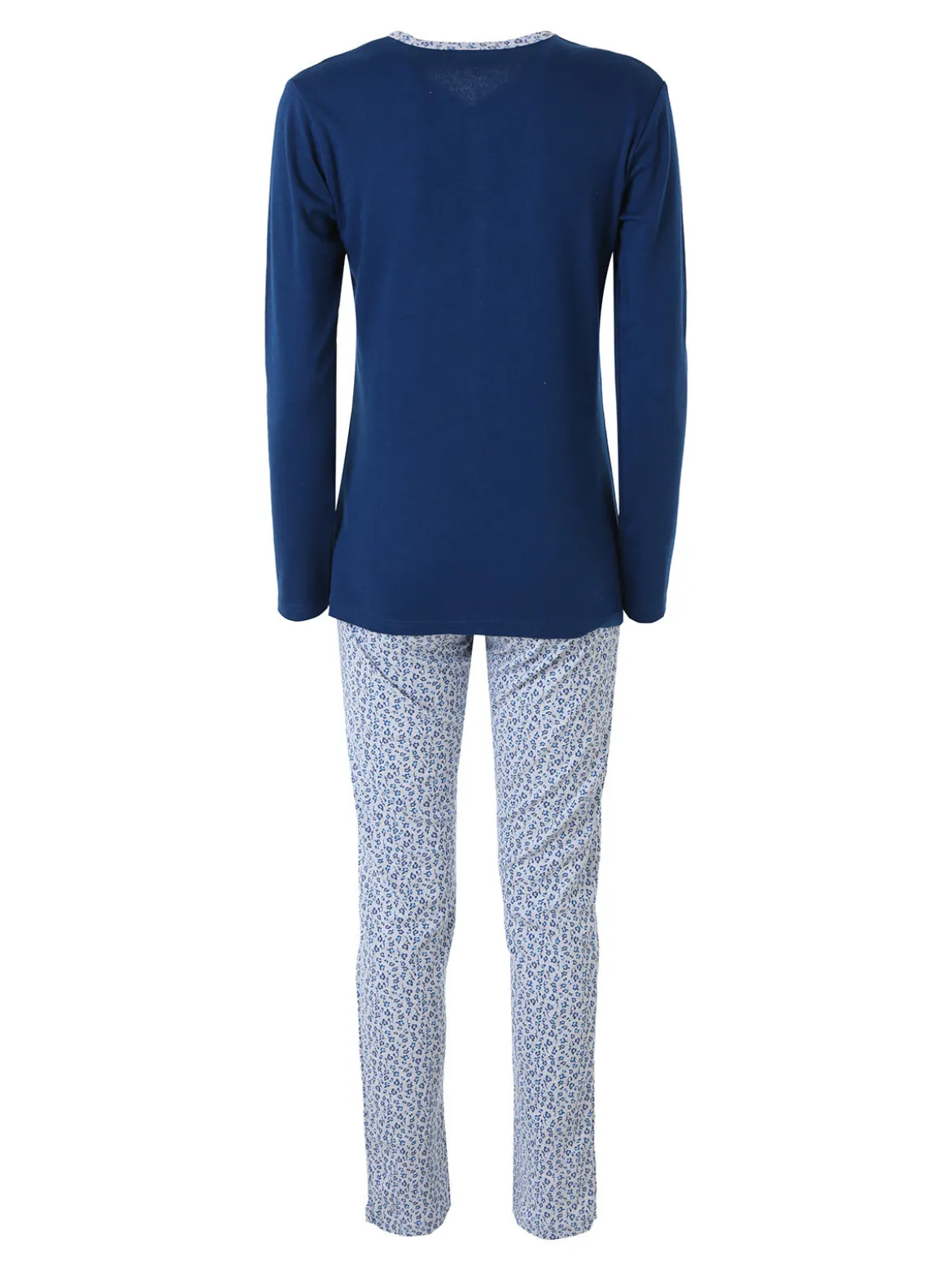A Sette Pigiama aperto da donna in cotone interlock con pantaloni a stampa fiori - blu